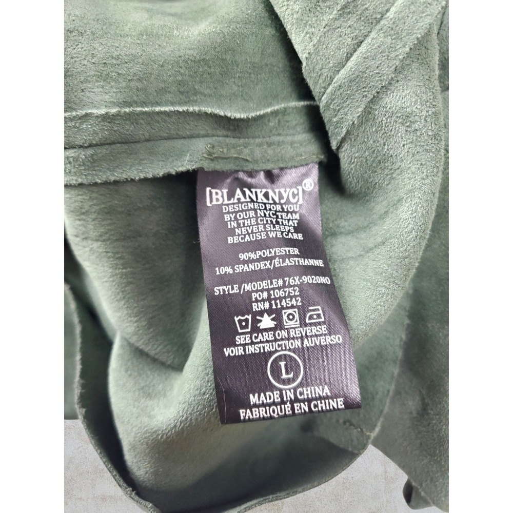 Blank NYC Green‎ Faux Suede Drape Front Moto Jacket 76X-9020NO Womens L - Picture 6 of 6